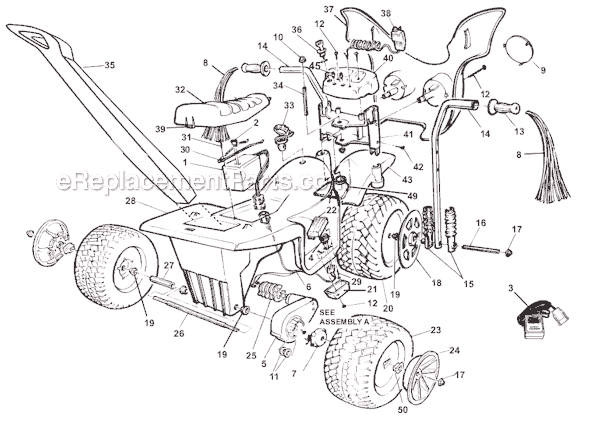 Page A Diagram and Parts List for 74518-9993  Power Wheels Ride-On Cars